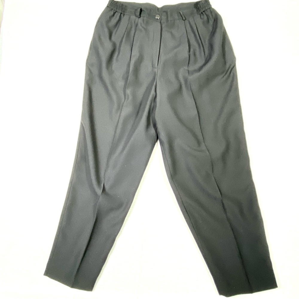 JM Collection Pleated Slacks Women's 18W Black Straight Leg Hi Rise Dress Pants